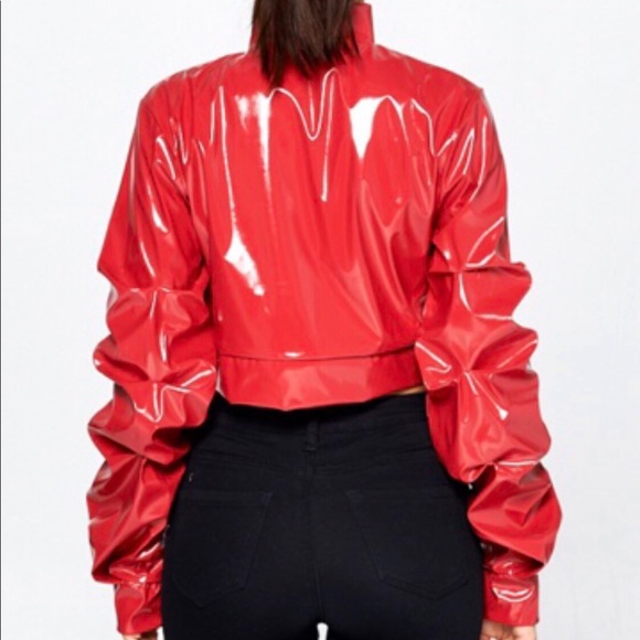 Patent Zip Jacket With Oversized Sleeves - Picture 1 of 2